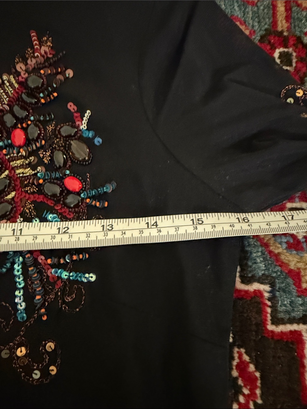 Cache Black Long-Sleeve Embellished Top with Multicolor Beading - Picture 5 of 5